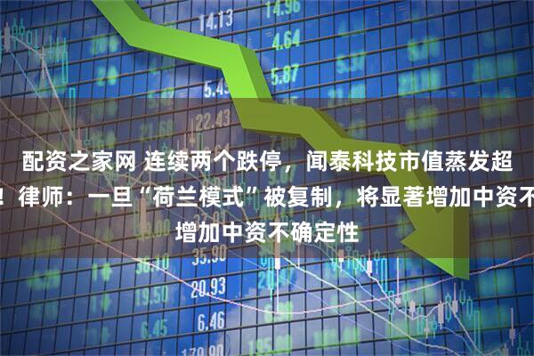 配资之家网 连续两个跌停，闻泰科技市值蒸发超百亿元！律师：一旦“荷兰模式”被复制，将显著增加中资不确定性